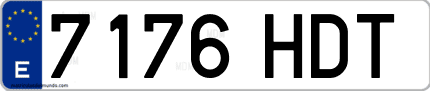 Ejemplo de matrícula de coche ordinaria 7176 HDT