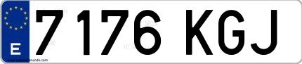 Ejemplo de matrícula española 7176 KGJ