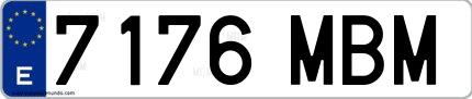 Ejemplo de matrícula española 7176 MBM