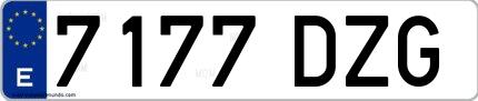Ejemplo de matrícula española 7177 DZG
