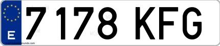 Ejemplo de matrícula española 7178 KFG