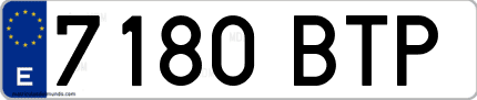 Ejemplo de matrícula de coche ordinaria 7180 BTP