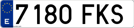 Ejemplo de matrícula de coche ordinaria 7180 FKS