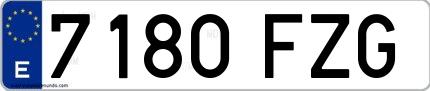 Ejemplo de matrícula española 7180 FZG
