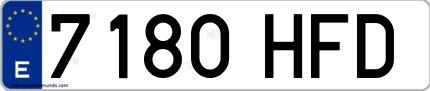 Ejemplo de matrícula española 7180 HFD