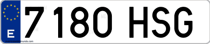 Ejemplo de matrícula de coche ordinaria 7180 HSG