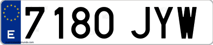 Ejemplo de matrícula de coche ordinaria 7180 JYW