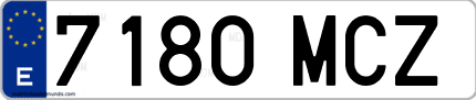 Ejemplo de matrícula de coche ordinaria 7180 MCZ