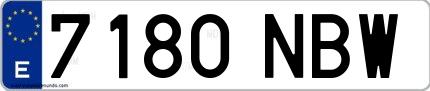 Ejemplo de matrícula española 7180 NBW