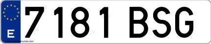 Ejemplo de matrícula española 7181 BSG