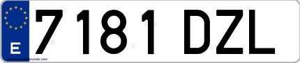 Ejemplo de matrícula de coche ordinaria 7181 DZL