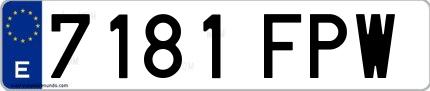 Ejemplo de matrícula española 7181 FPW