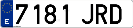 Ejemplo de matrícula de coche ordinaria 7181 JRD
