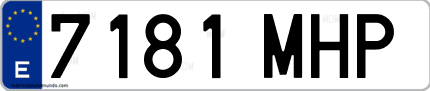 Ejemplo de matrícula de coche ordinaria 7181 MHP