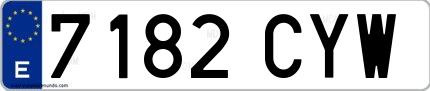 Ejemplo de matrícula española 7182 CYW