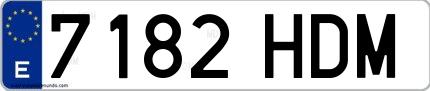 Ejemplo de matrícula española 7182 HDM