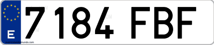 Ejemplo de matrícula de coche ordinaria 7184 FBF