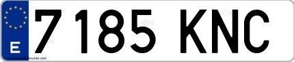 Ejemplo de matrícula española 7185 KNC