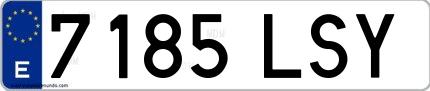Ejemplo de matrícula española 7185 LSY