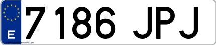 Ejemplo de matrícula española 7186 JPJ
