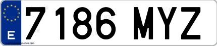 Ejemplo de matrícula española 7186 MYZ