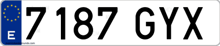 Ejemplo de matrícula de coche ordinaria 7187 GYX