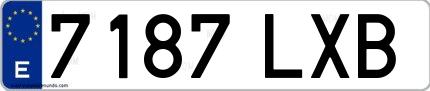 Ejemplo de matrícula española 7187 LXB