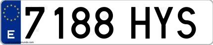 Ejemplo de matrícula española 7188 HYS