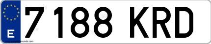 Ejemplo de matrícula española 7188 KRD