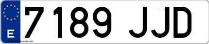 Ejemplo de matrícula española 7189 JJD