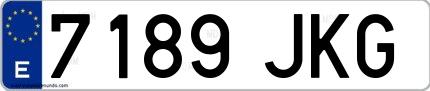 Ejemplo de matrícula española 7189 JKG