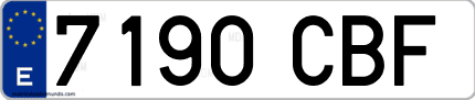 Ejemplo de matrícula de coche ordinaria 7190 CBF