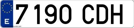 Ejemplo de matrícula española 7190 CDH