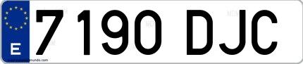 Ejemplo de matrícula española 7190 DJC