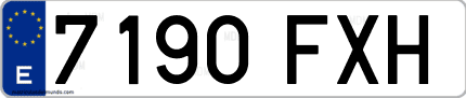 Ejemplo de matrícula de coche ordinaria 7190 FXH