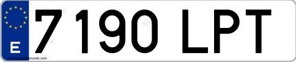 Ejemplo de matrícula española 7190 LPT