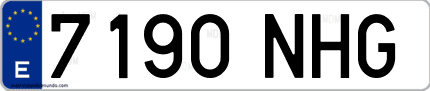 Ejemplo de matrícula de coche ordinaria 7190 NHG