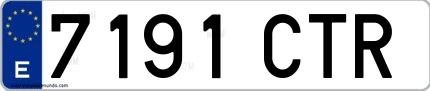 Ejemplo de matrícula española 7191 CTR