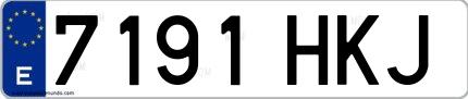 Ejemplo de matrícula española 7191 HKJ