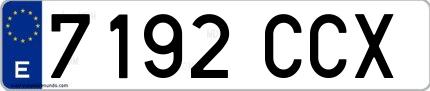 Ejemplo de matrícula española 7192 CCX