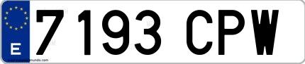 Ejemplo de matrícula española 7193 CPW