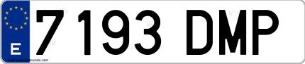 Ejemplo de matrícula española 7193 DMP