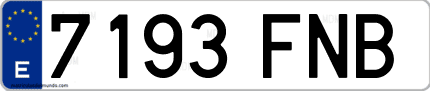 Ejemplo de matrícula de coche ordinaria 7193 FNB
