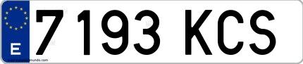 Ejemplo de matrícula española 7193 KCS