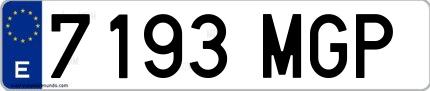 Ejemplo de matrícula española 7193 MGP
