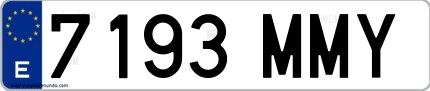 Ejemplo de matrícula española 7193 MMY