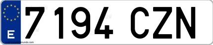 Ejemplo de matrícula española 7194 CZN