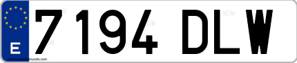 Ejemplo de matrícula de coche ordinaria 7194 DLW