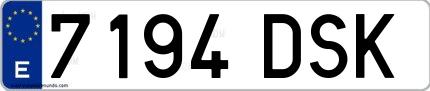 Ejemplo de matrícula española 7194 DSK