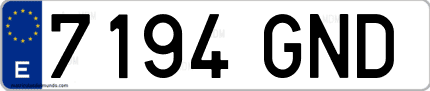Ejemplo de matrícula de coche ordinaria 7194 GND